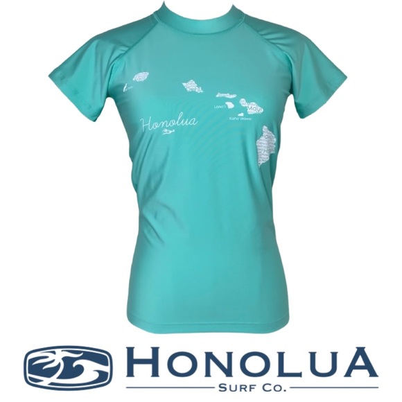 Honolua Surf Company Short Sleeve Rashguard UV Protection Swim Shirt - Picture 10 of 13
